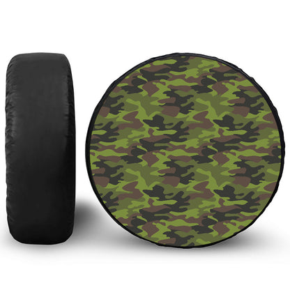 Dark Green And Black Camouflage Print Tire Cover