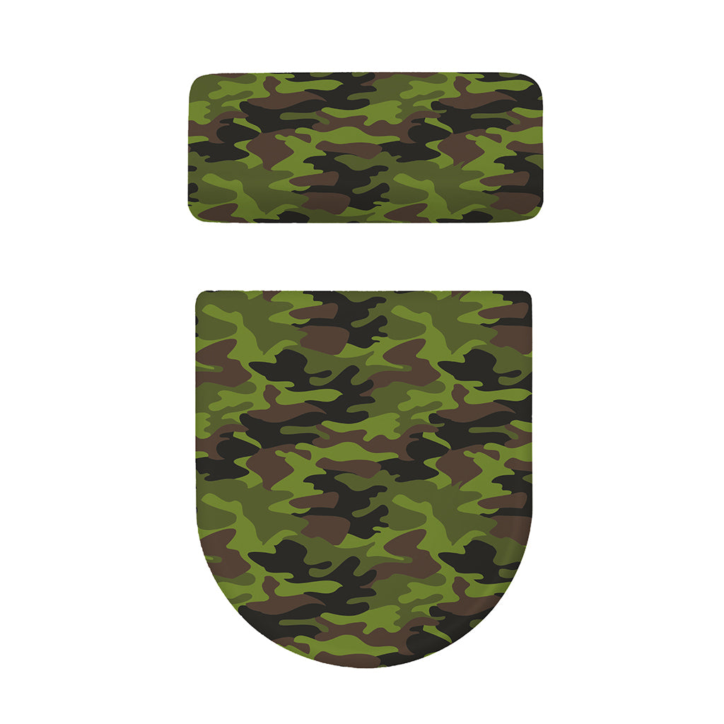 Dark Green And Black Camouflage Print Toilet Lid And Tank Cover Set