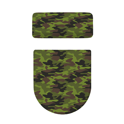 Dark Green And Black Camouflage Print Toilet Lid And Tank Cover Set