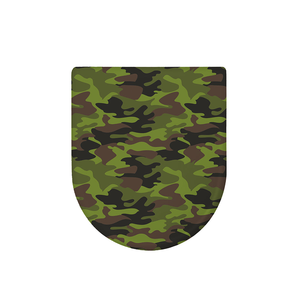 Dark Green And Black Camouflage Print Toilet Lid Cover