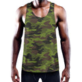 Dark Green And Black Camouflage Print Men's Workout Tank Top