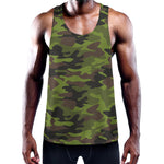 Dark Green And Black Camouflage Print Training Tank Top
