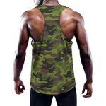 Dark Green And Black Camouflage Print Training Tank Top