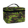 Dark Green And Black Camouflage Print Travel Makeup Bag
