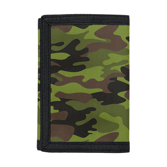 Dark Green And Black Camouflage Print Trifold Wallet