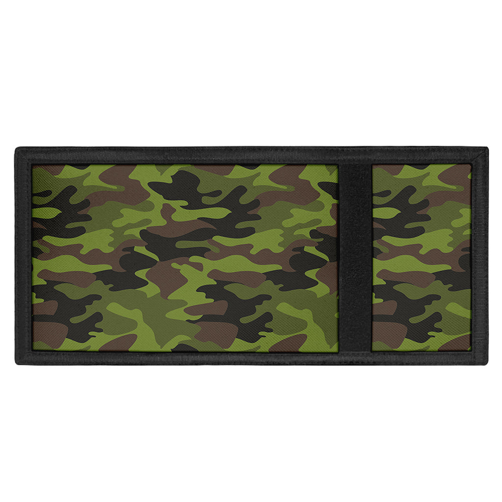 Dark Green And Black Camouflage Print Trifold Wallet