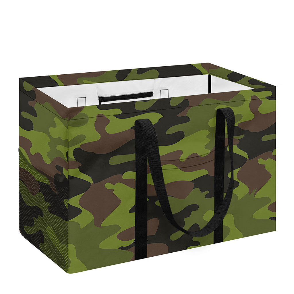 Dark Green And Black Camouflage Print Utility Tote Bag