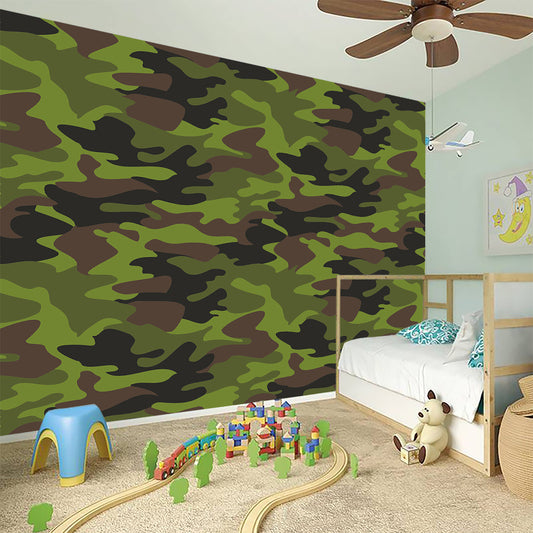 Dark Green And Black Camouflage Print Wall Sticker