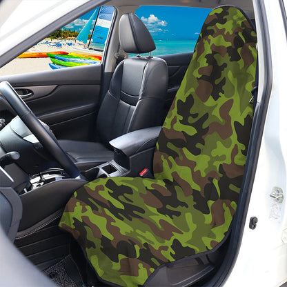 Dark Green And Black Camouflage Print Waterproof Car Seat Cover