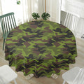 Dark Green And Black Camouflage Print Waterproof Round Tablecloth