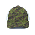 Dark Green And Black Camouflage Print White Mesh Trucker Hat