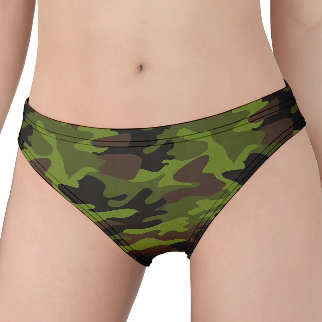 Dark Green And Black Camouflage Print Women's Panties