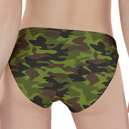 Dark Green And Black Camouflage Print Women's Panties