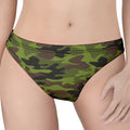Dark Green And Black Camouflage Print Women's Thong