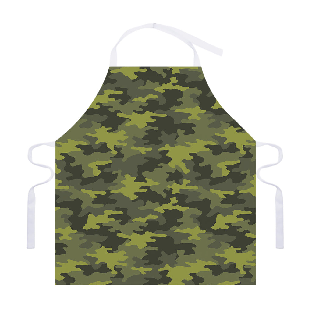 Dark Green Camouflage Print Adjustable Apron