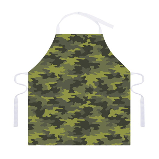 Dark Green Camouflage Print Adjustable Apron