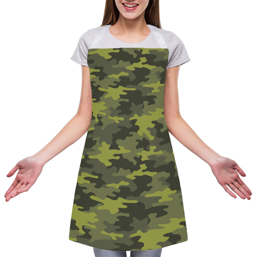 Dark Green Camouflage Print Adjustable Apron
