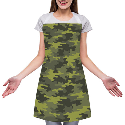 Dark Green Camouflage Print Adjustable Apron