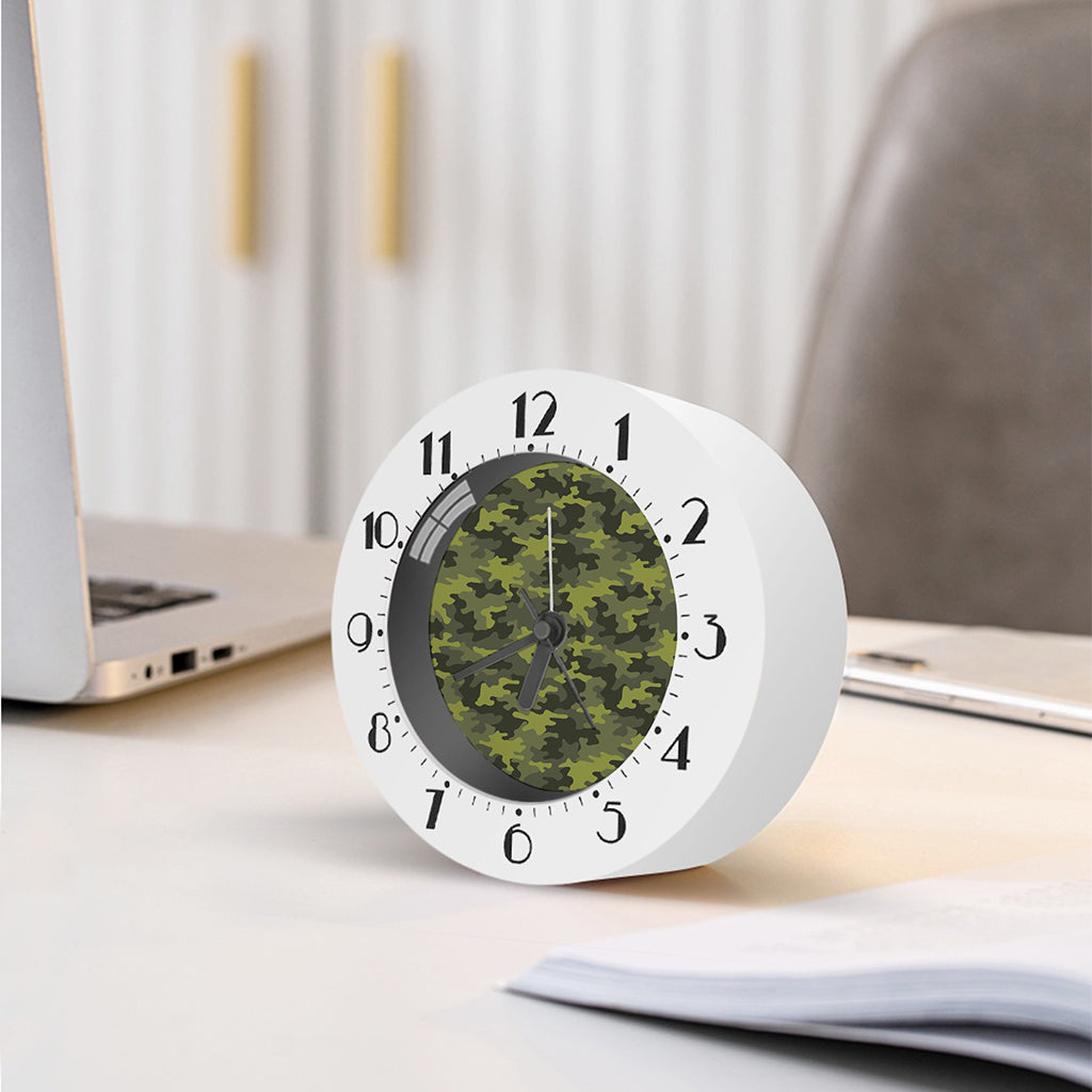 Dark Green Camouflage Print Alarm Clock