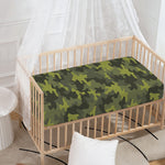 Dark Green Camouflage Print Baby Crib Sheet