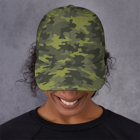 Dark Green Camouflage Print Baseball Cap