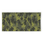 Dark Green Camouflage Print Beach Towel