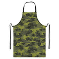Dark Green Camouflage Print Bib Apron With Pocket