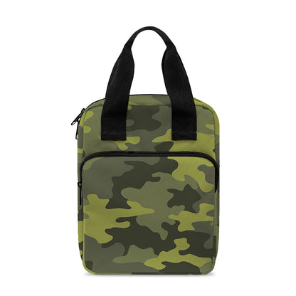 Dark Green Camouflage Print Bible Tote Bag
