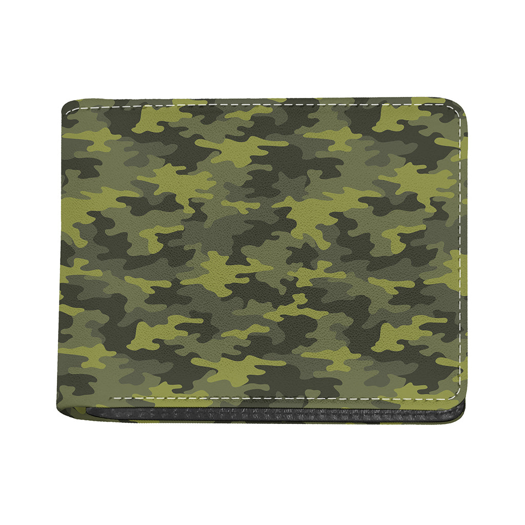 Dark Green Camouflage Print Bifold Wallet