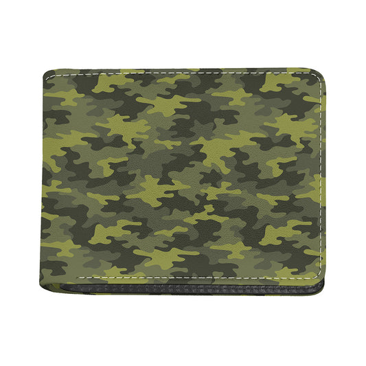 Dark Green Camouflage Print Bifold Wallet