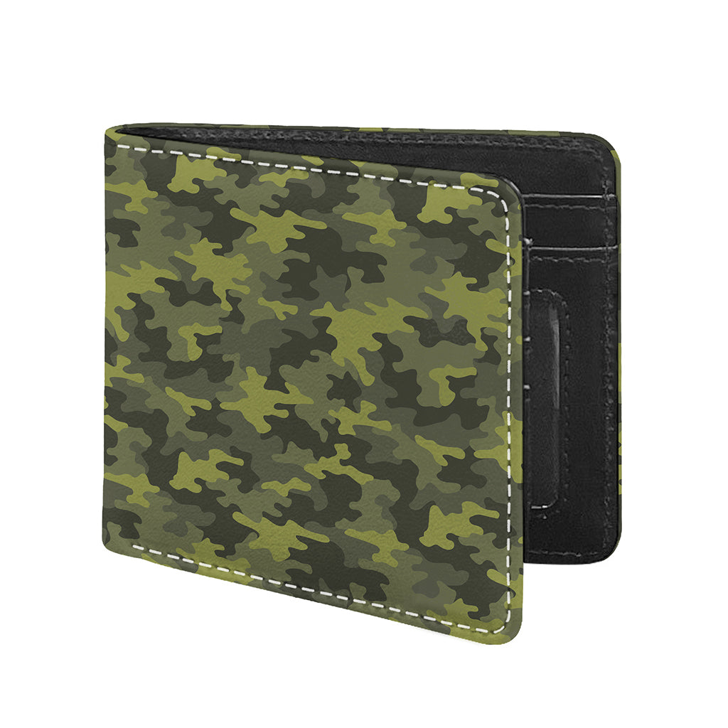 Dark Green Camouflage Print Bifold Wallet