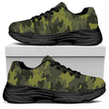 Dark Green Camouflage Print Black Chunky Shoes