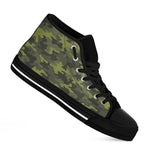 Dark Green Camouflage Print Black High Top Sneakers
