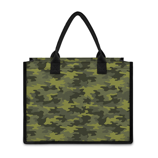 Dark Green Camouflage Print Canvas Tote Bag