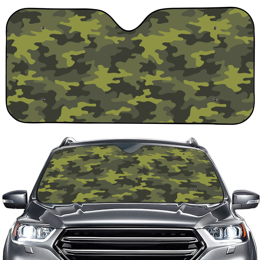 Dark Green Camouflage Print Car Windshield Sun Shade