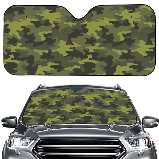 Dark Green Camouflage Print Car Windshield Sun Shade