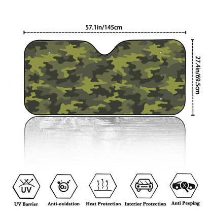 Dark Green Camouflage Print Car Windshield Sun Shade