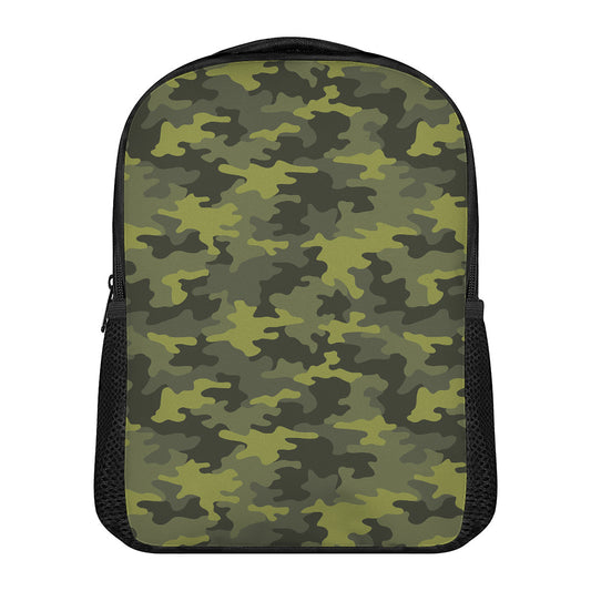 Dark Green Camouflage Print Casual Backpack