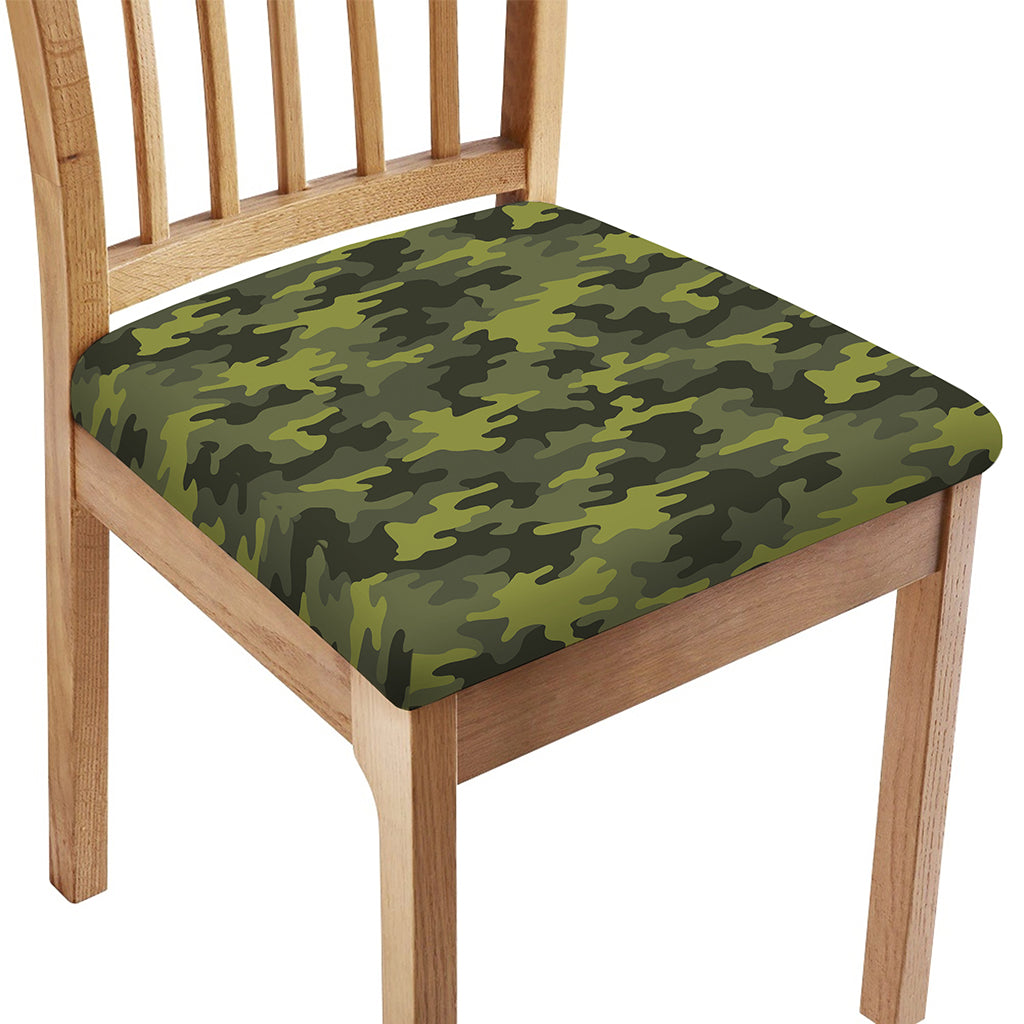 Dark Green Camouflage Print Chair Cushion Cover