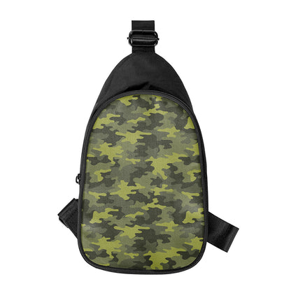 Dark Green Camouflage Print Chest Bag