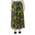 Dark Green Camouflage Print Chiffon Maxi Skirt