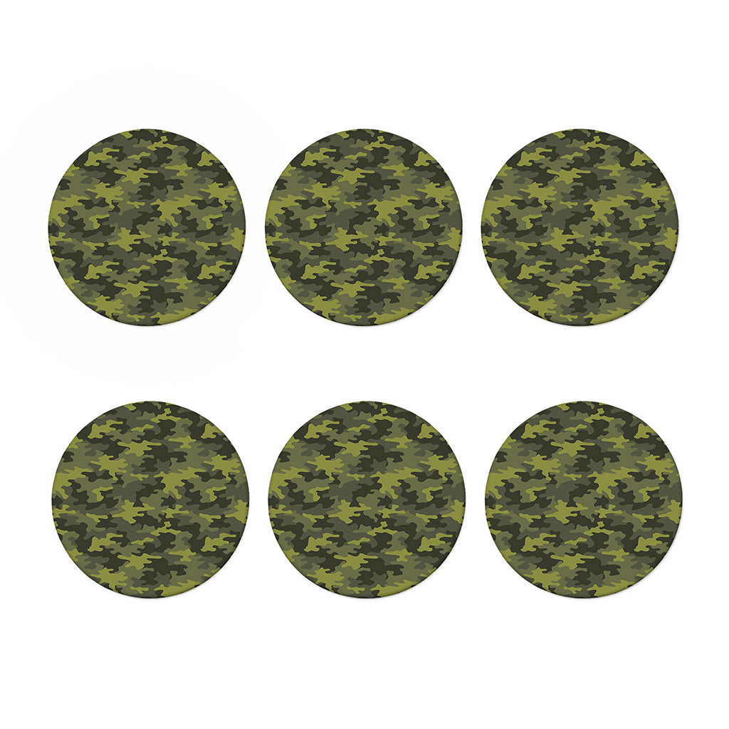 Dark Green Camouflage Print Coaster Set