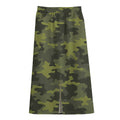 Dark Green Camouflage Print Cotton Front Slit Maxi Skirt