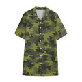 Dark Green Camouflage Print Cotton Hawaiian Shirt