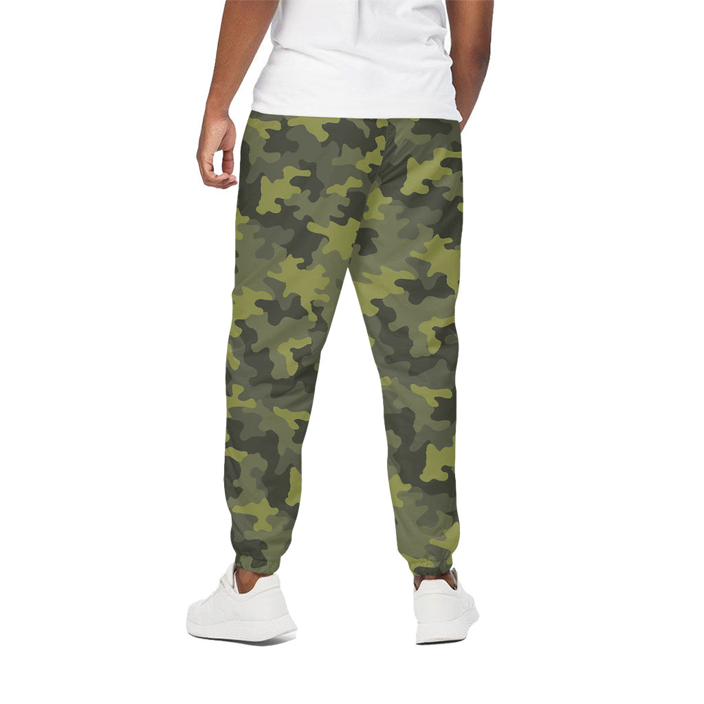 Dark Green Camouflage Print Cotton Pants