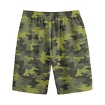 Dark Green Camouflage Print Cotton Shorts
