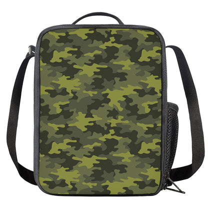 Dark Green Camouflage Print Crossbody Lunch Bag