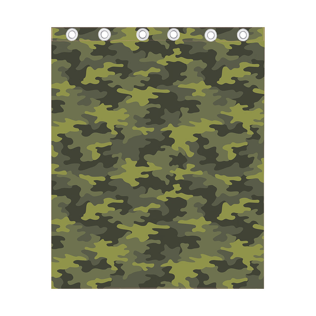 Dark Green Camouflage Print Curtain