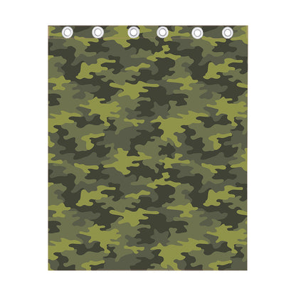Dark Green Camouflage Print Curtain