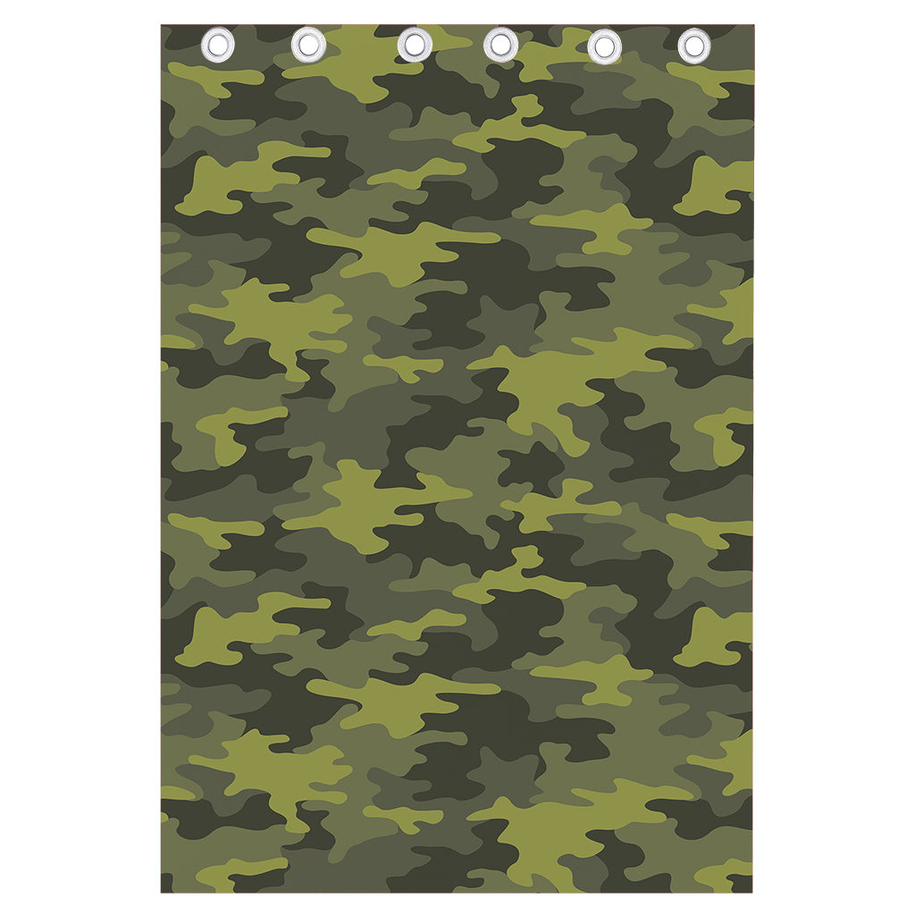Dark Green Camouflage Print Curtain